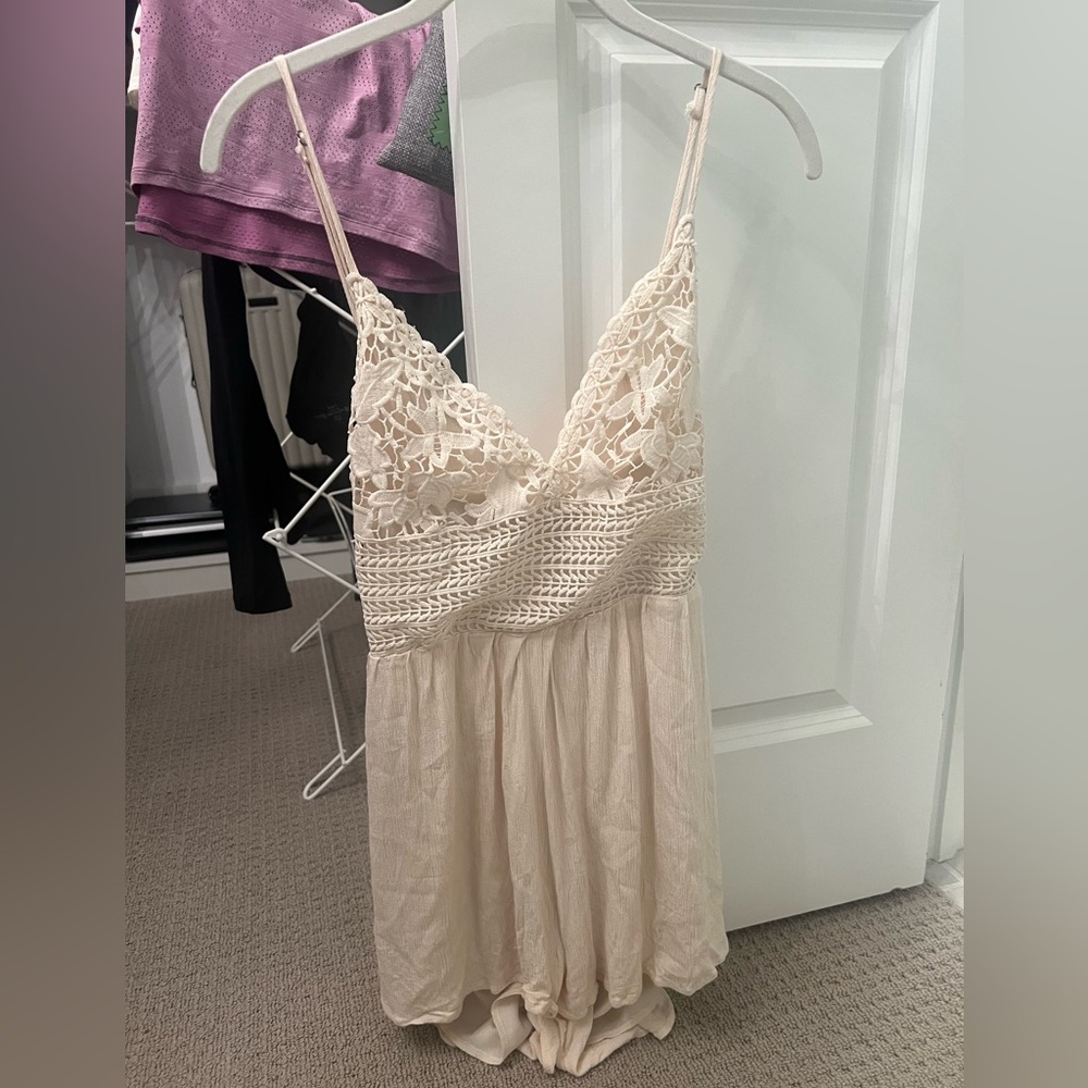 White Crochet Romper